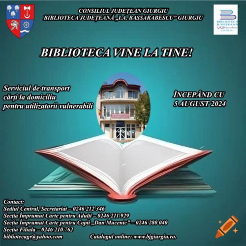 Biblioteca Județeană &quot;I.A. Bassarabescu&quot; din Giurgiu reia serviciul de transport la domiciliu