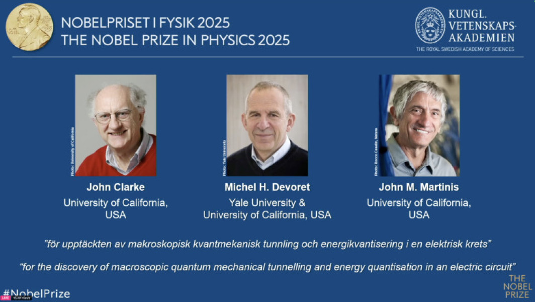 Premiul Nobel pentru Fizică 2025, acordat pentru descoperiri în tunelarea cuantică macroscopica