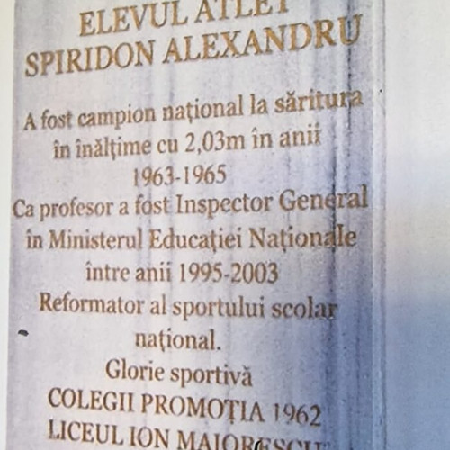 Ridicarea unei Plăci Comemorative pentru Spiridon Alexandru, fost elev al Colegiului &quot;Ion Maiorescu&quot;